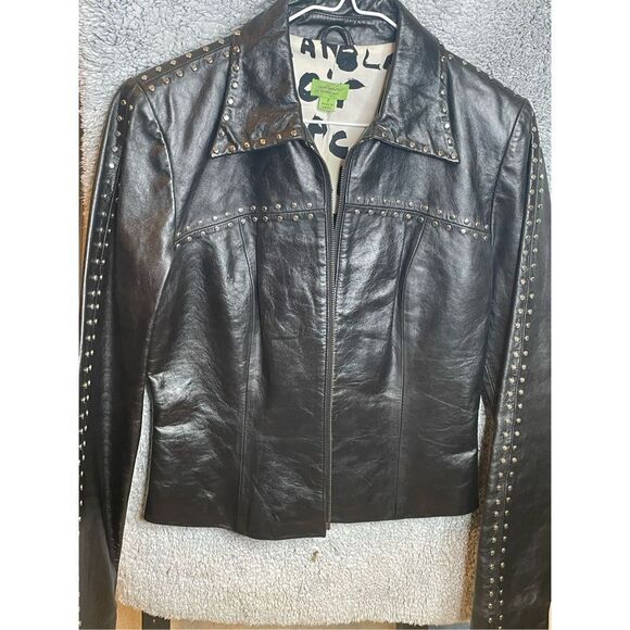 John Carlisle Black Leather Studded Jacket Size S - Picture 10 of 15